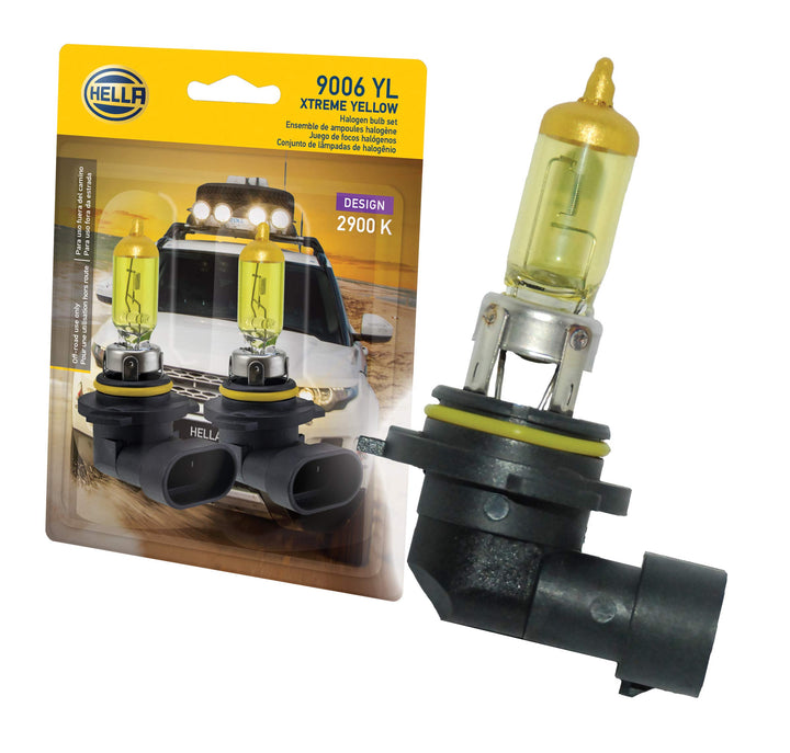 HELLA 9006 YL front packaging showing twin blister and brand for quick identification and trust