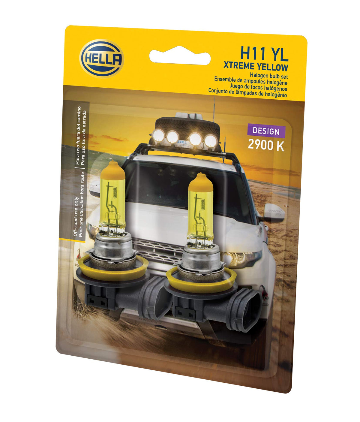 HELLA H11 YL close-up of bulb filament and glass for quality and durability assurance