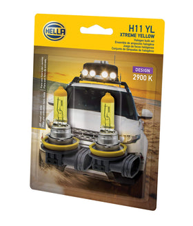 HELLA H11 YL close-up of bulb filament and glass for quality and durability assurance