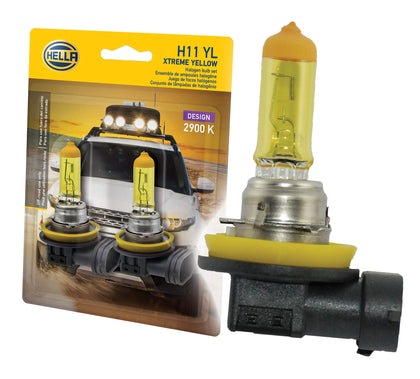 HELLA H11 YL front packaging showing twin blister and product label for easy purchase