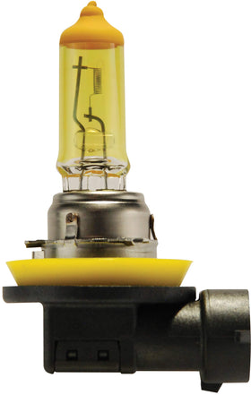 HELLA H11 YL installed headlight beam illuminating wet road for improved visibility