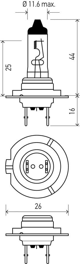 Side-by-side beam of HELLA H7 YL showing reduced glare and contrast gain