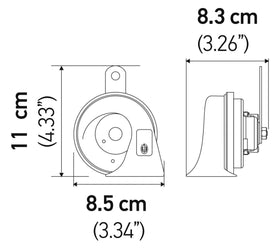 HELLA horn mounted on vehicle demonstrating universal fit and improved audibility