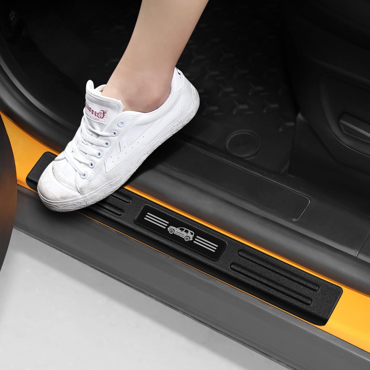 Hellet front left door sill protector showing contour and durable protection
