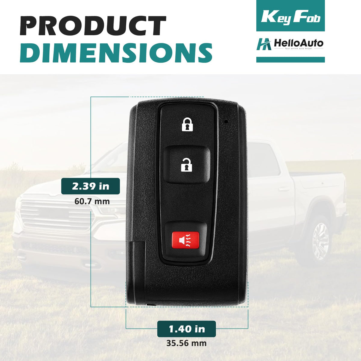 HelloAuto attached to a Prius keyring installed, demonstrates ready-to-program convenience