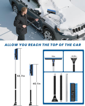 helloleiboo extended to 55.7 inches reaching SUV roof for effortless snow removal