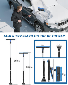helloleiboo in-use on SUV roof clearing heavy snowfall with long reach advantage