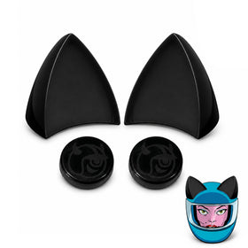 Helmet Flair black cat ears front view showing playful helmet styling and easy personalization