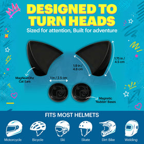 Helmet Flair cat ears installed on motorcycle helmet showing secure fit and styling benefit