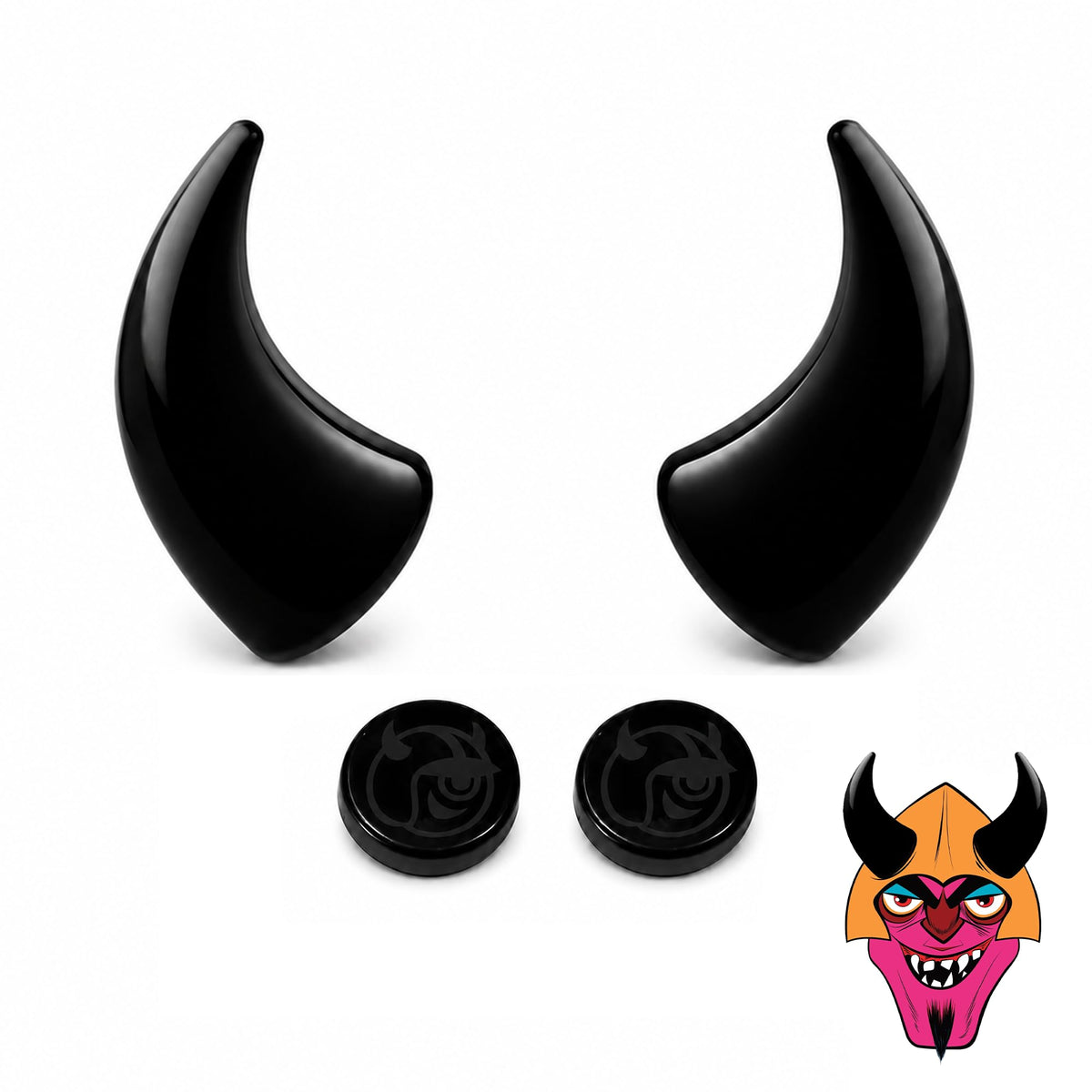 Helmet Flair devil horns front view showing bold look and instant style