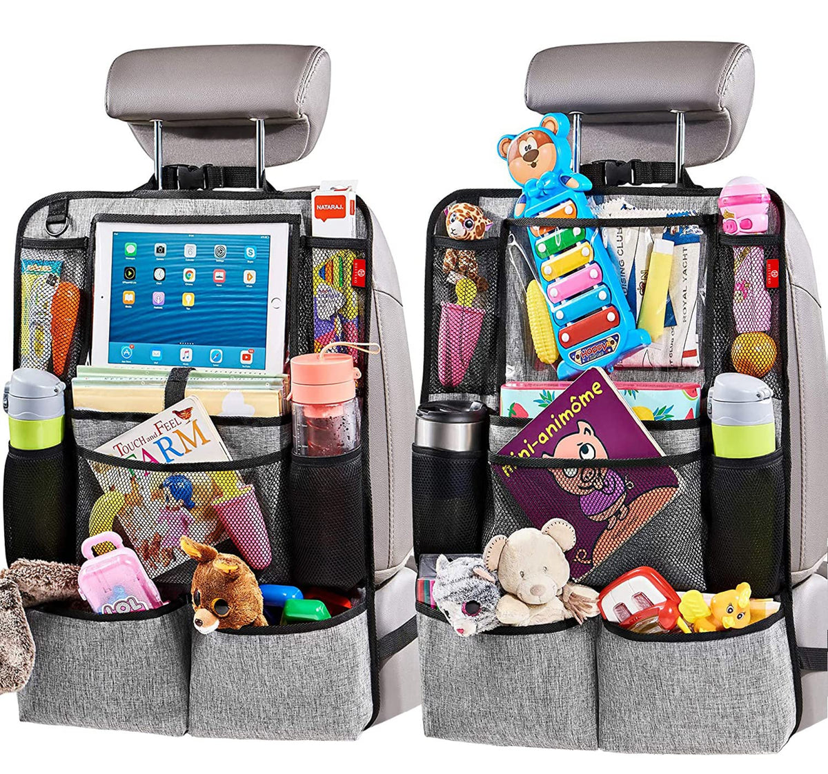 Helteko front view of both kick mats showing full coverage and neat storage benefit