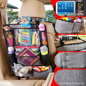 Helteko installed on backseat showing tidy cabin and protected seat backs benefit