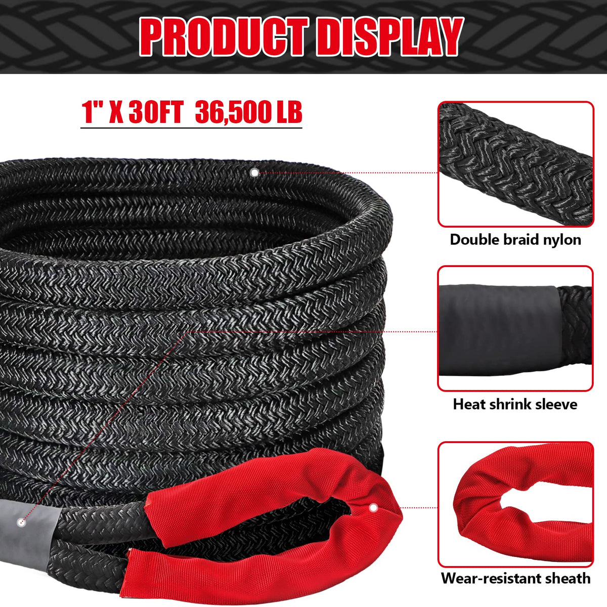 HEMDRE close-up of double-braided nylon core highlighting strength and controlled stretch
