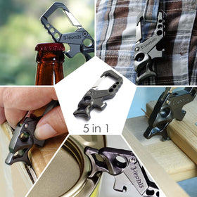 Hephis detail of built-in bottle opener and can opener for quick access