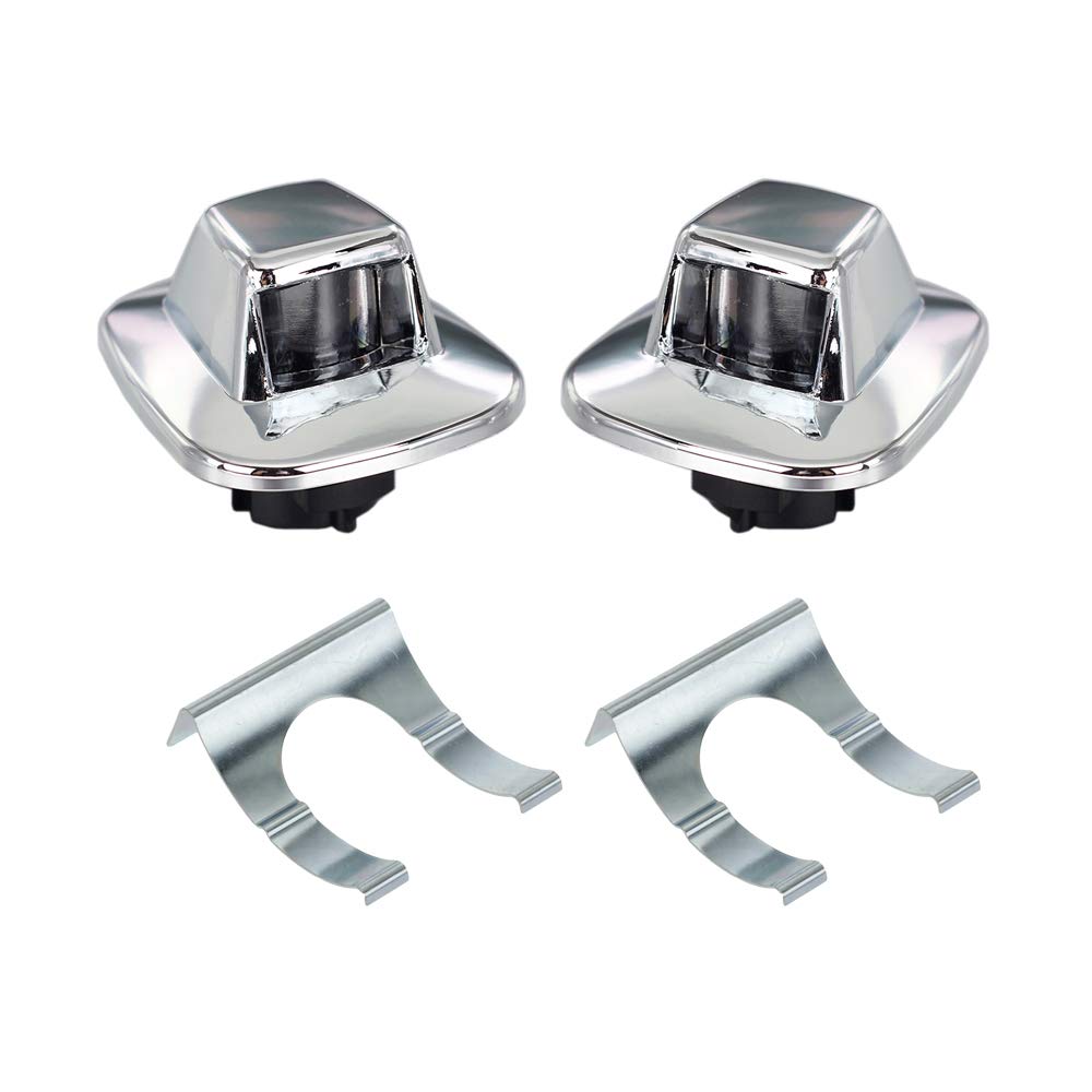 HERCOO chrome front view of license plate light housing showing polished finish and fit