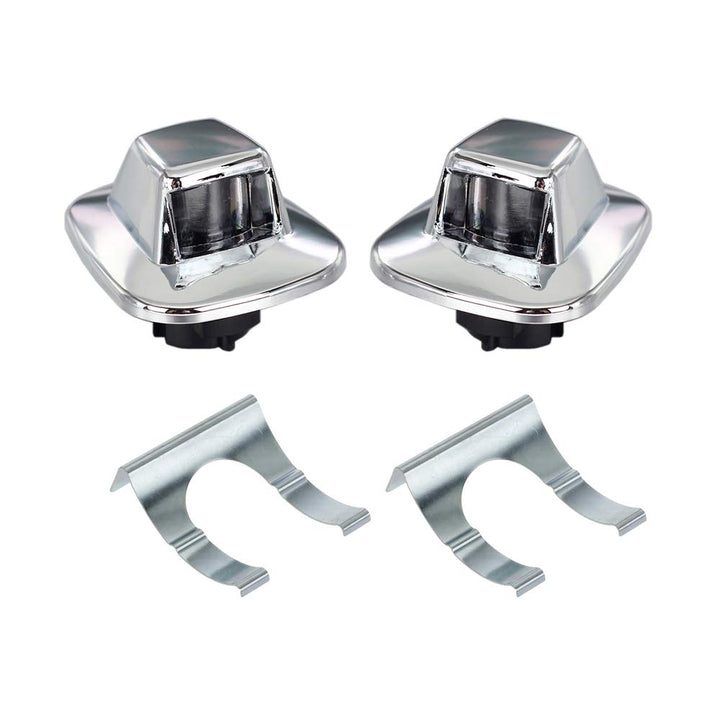 HERCOO chrome front view of license plate light housing showing polished finish and fit