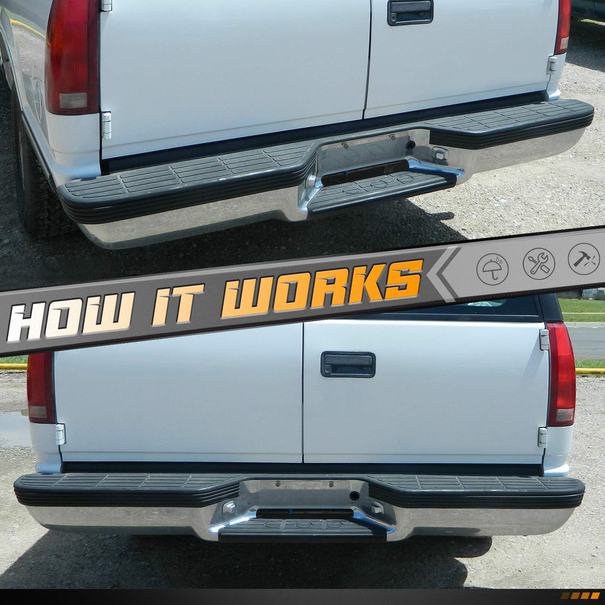 HERCOO housing installed on rear step bumper demonstrating exact fit and clean look