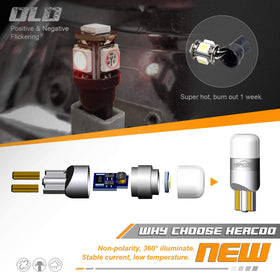 HERCOO LED bulb close-up highlighting 6000K bright output and reliability