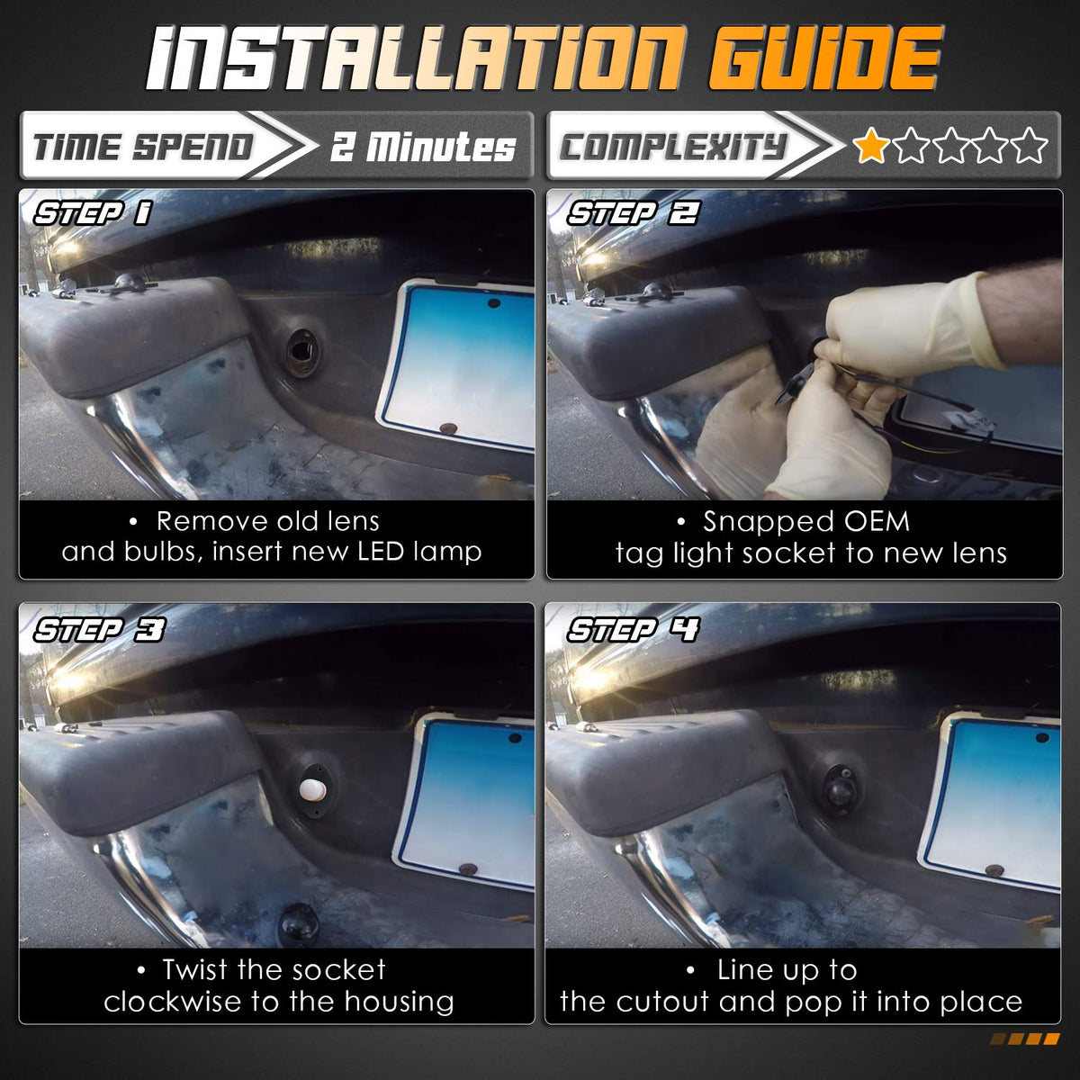 HERCOO packaged kit contents showing bulbs housings and pigtails for quick install