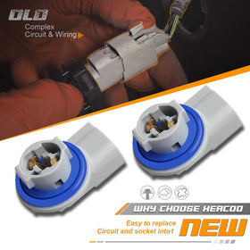 HERCOO socket and pigtail harness showing plug-and-play wiring convenience