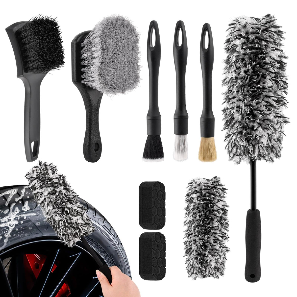 Herxsin front kit layout showing all nine pieces for complete wheel care