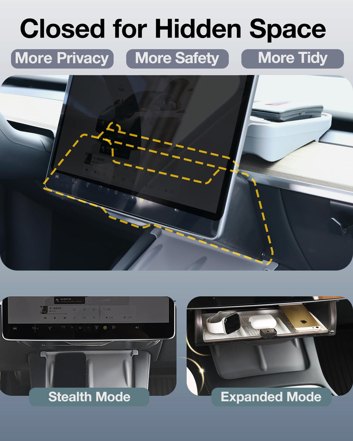 Heryvii tray holding phone and sunglasses for organized cabin benefit