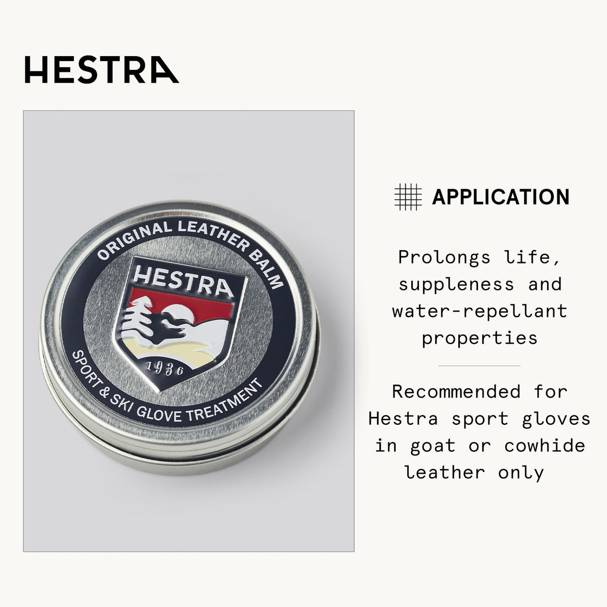 Hestra balm texture close-up with creamy paste, highlights easy spreadability
