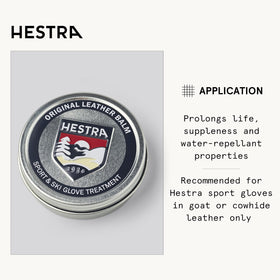 Hestra balm texture close-up with creamy paste, highlights easy spreadability