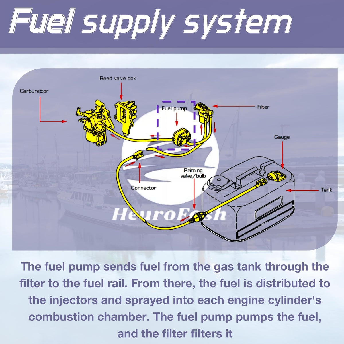 Heurofosh fuel pump inlet and outlet ports clear view for easy hose connections and leak prevention