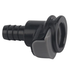 Heurofosh connector installed on hose showing size scale and easy fit benefit