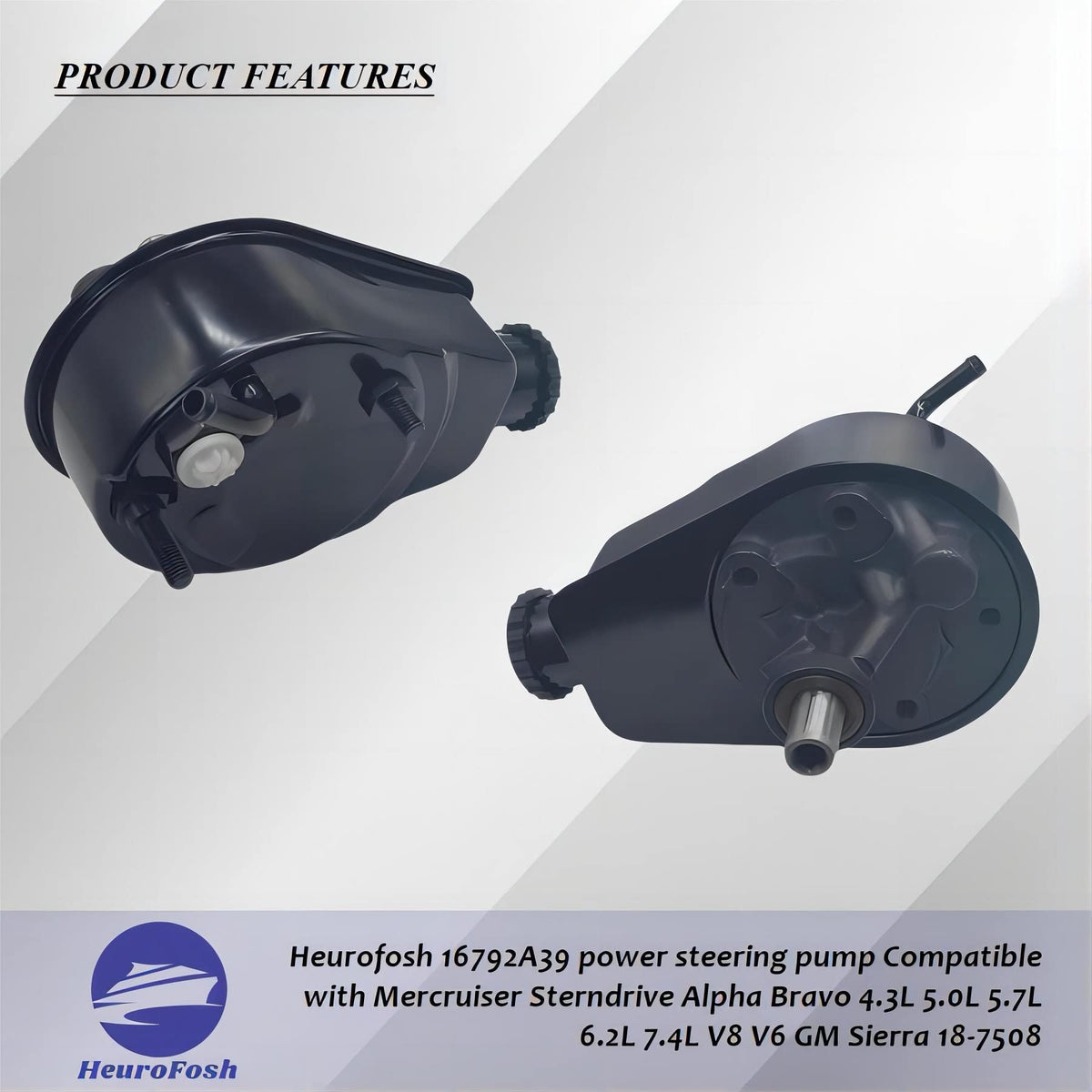 Heurofosh installed on a MerCruiser engine illustrating compatibility and restored steering control