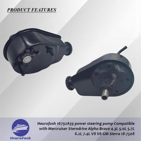 Heurofosh installed on a MerCruiser engine illustrating compatibility and restored steering control