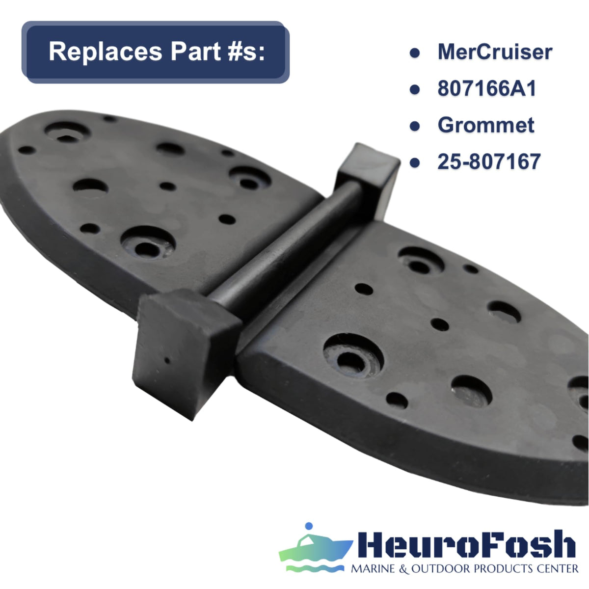Heurofosh flapper installed on MerCruiser manifold demonstrating correct fit and improved exhaust sealing