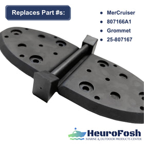 Heurofosh flapper installed on MerCruiser manifold demonstrating correct fit and improved exhaust sealing
