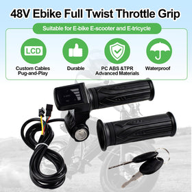 Heymaillc throttle installed on handlebar demonstrating real-world ride control