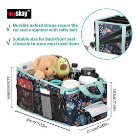 HEYSKAY installed on backseat with toys and tablets for tidy travel