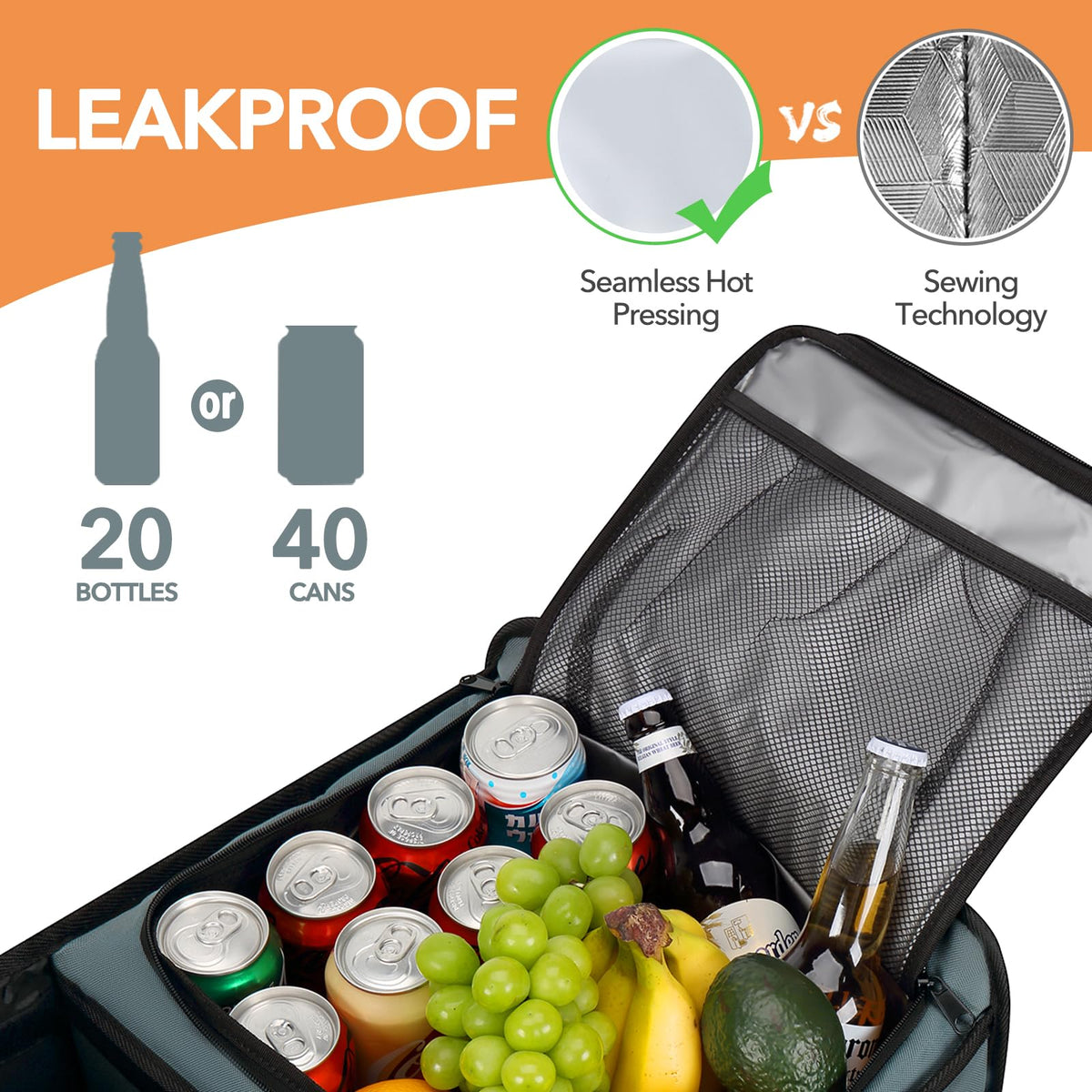 HEYTRIP top view with removable dividers arranged for groceries