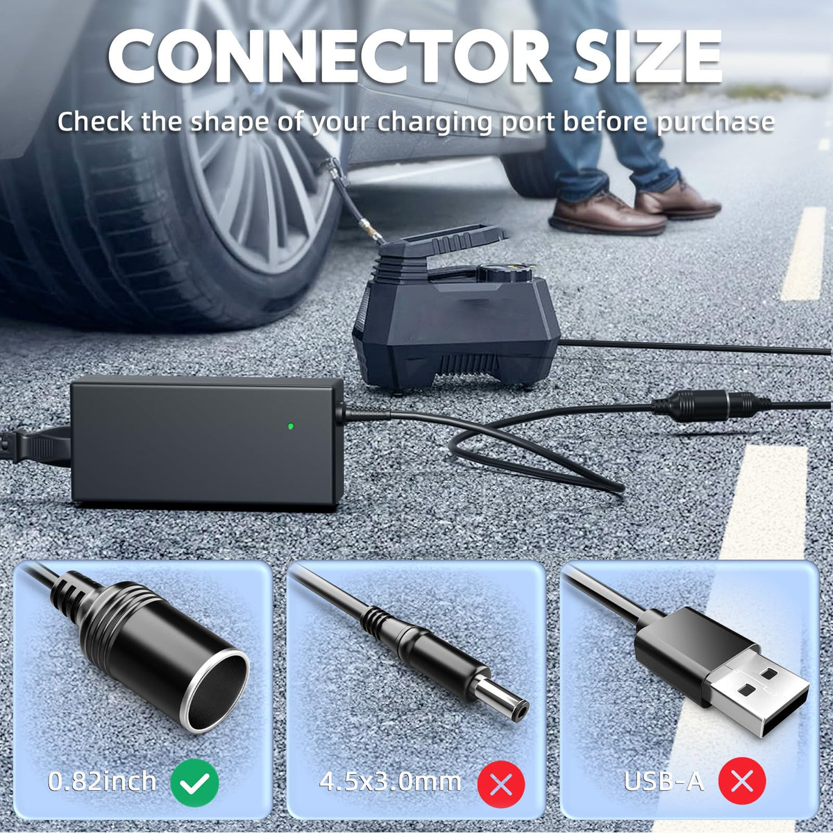 HFLRZZ cigarette lighter socket close-up displaying secure 12V connection