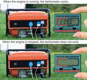 HFWHOK tachometer clipped to a chainsaw spark wire for on-site measurement
