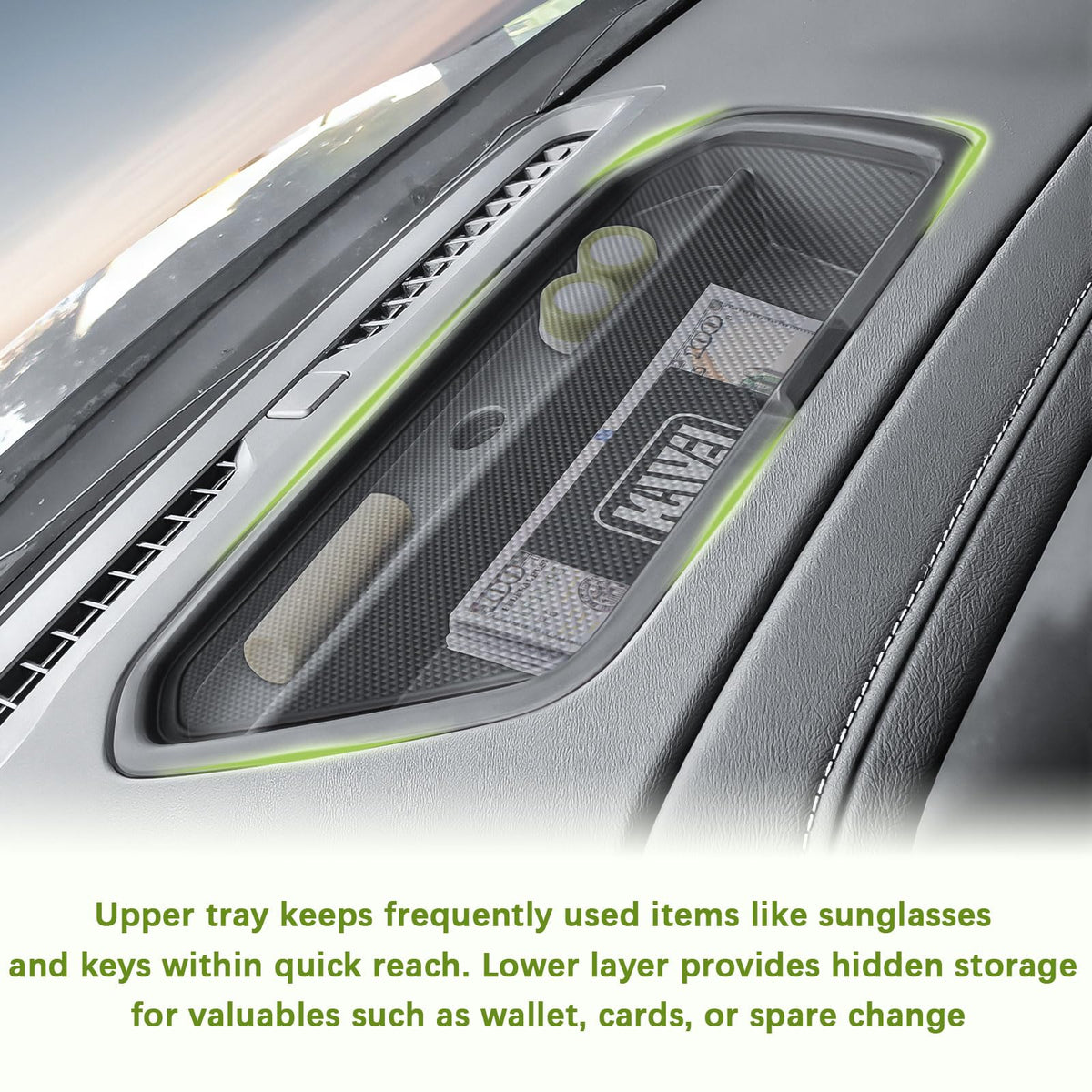 HGWEI tray holding sunglasses and keys for quick access and organization