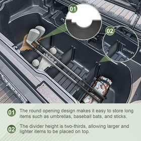 HGWEI installed dividers showing tidy trunk and anti-roll benefit
