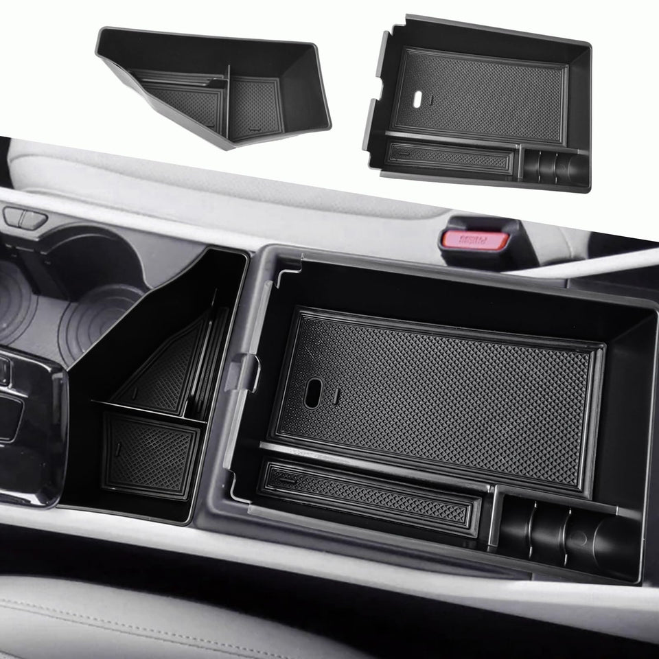 HGWEI front view of both console organizers showing fit and design benefits