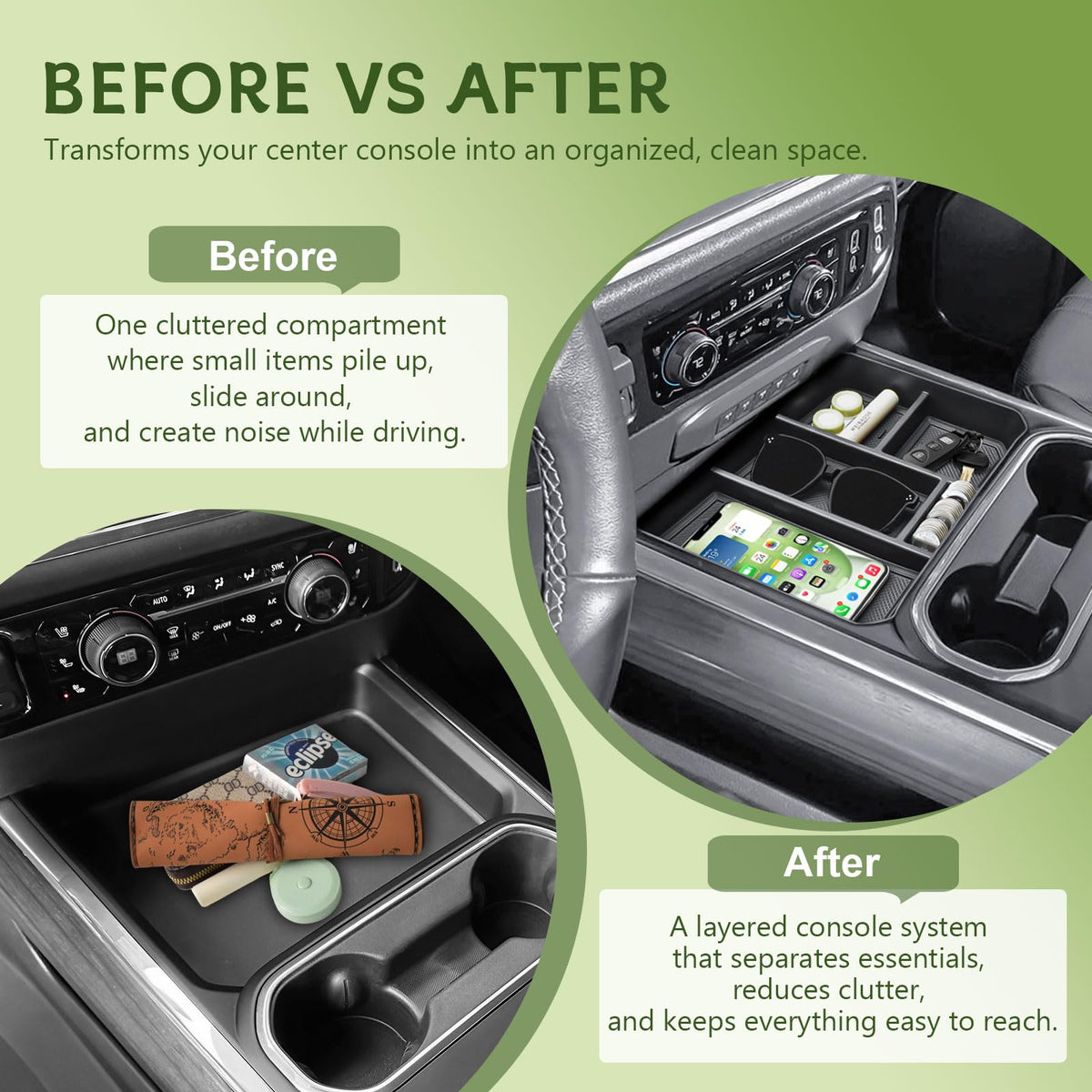 HGWEI installed in Silverado console demonstrating perfect fit and quick access