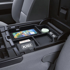 HGWEI lifestyle interior shot showing organized truck cabin and convenience