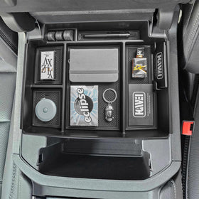 HGWEI compartments holding phone keys sunglasses demonstrating organized accessibility