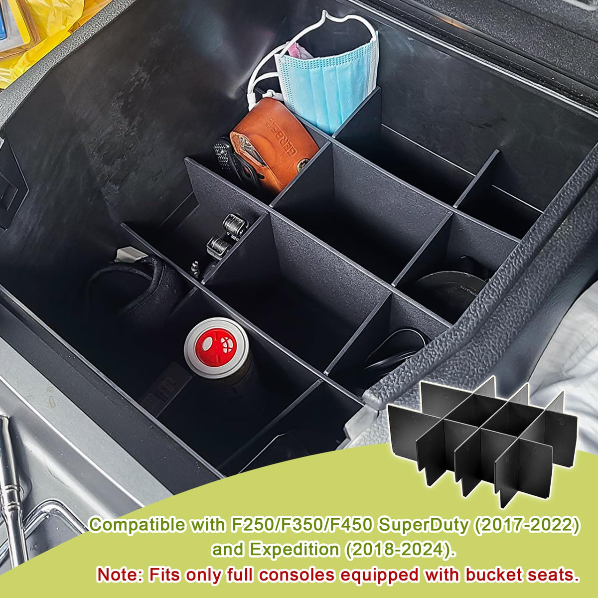 HGWEI top-down view displaying compartments for phones and cables