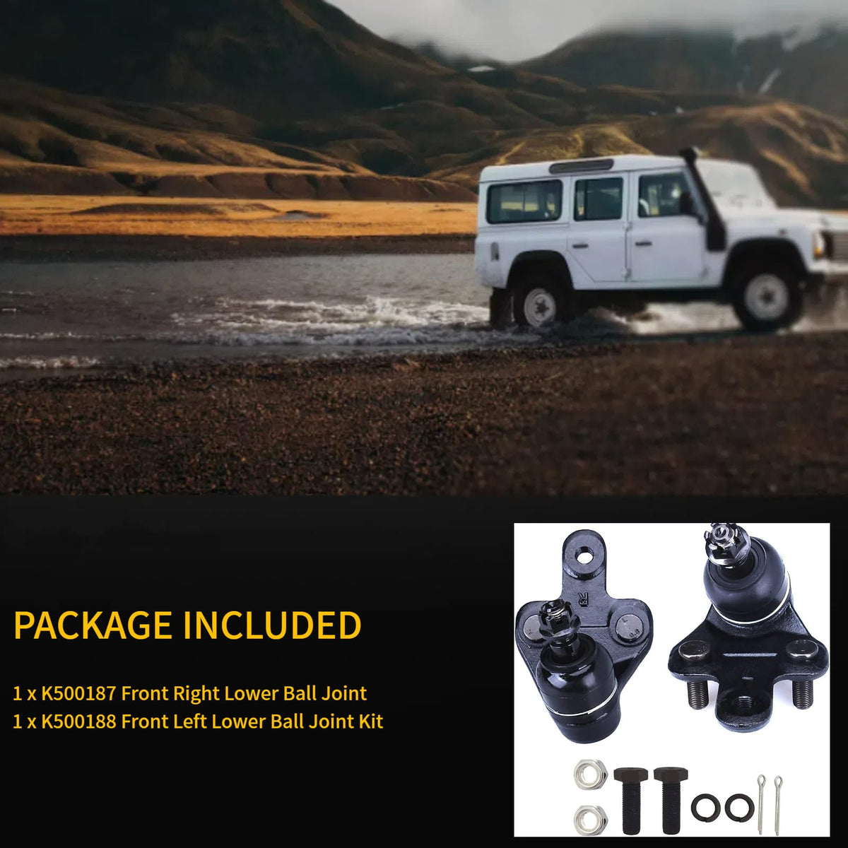 HHCM ball joint installed on control arm demonstrating correct fit and improved steering stability