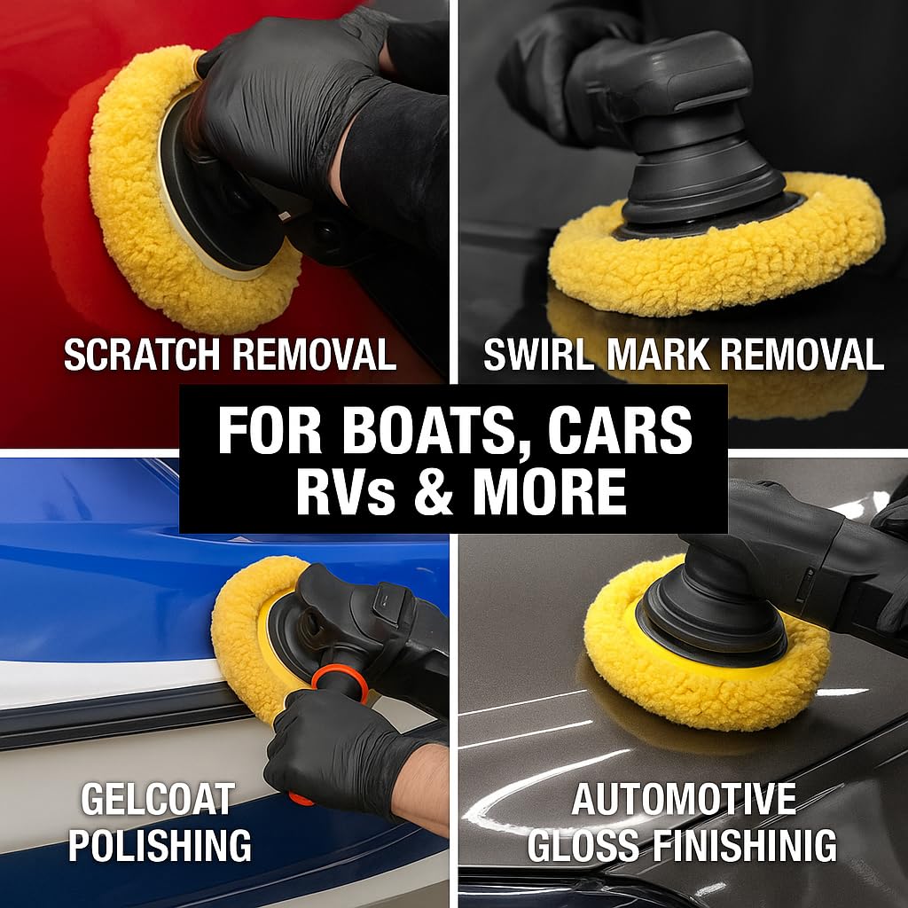 HI-BUFF pad in use on car hood delivering faster swirl removal and gloss