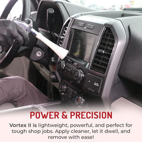 HI-TECH Vortex II agitating carpet fibers to lift dirt, faster deep-cleaning result