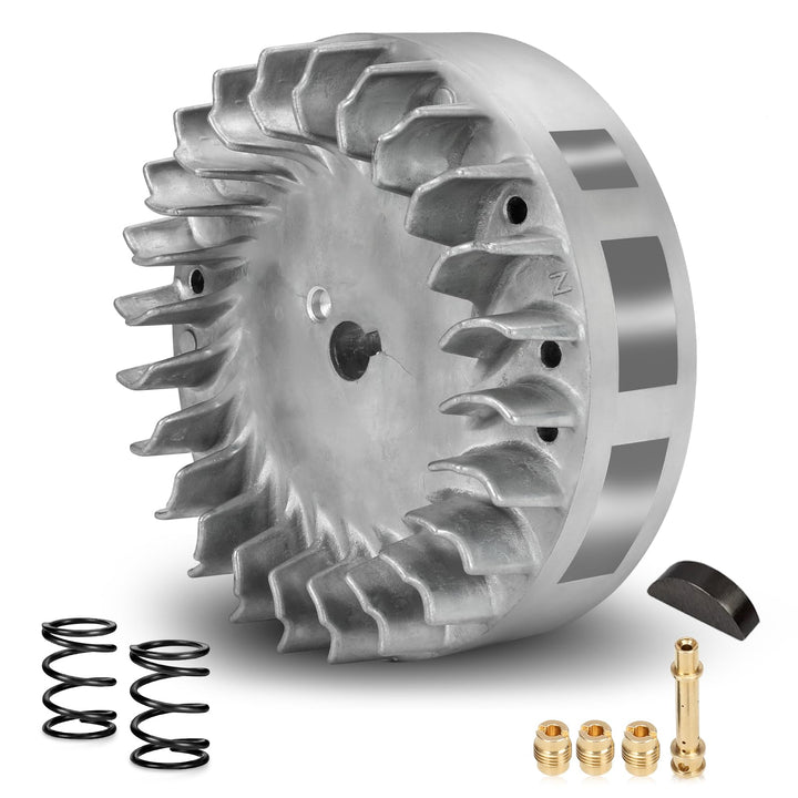 HIAORS flywheel front view showing lightweight aluminum design and improved power delivery